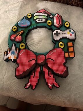 Think Geek 8-bit LED Lighted Foam Christmas Wreath Retro Video Game Decor
